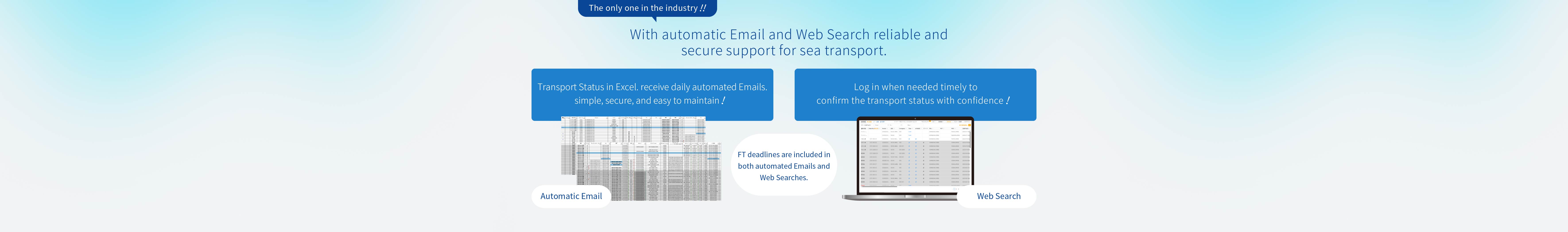 With automatic Email and Web Search reliable and secure support for sea transport.